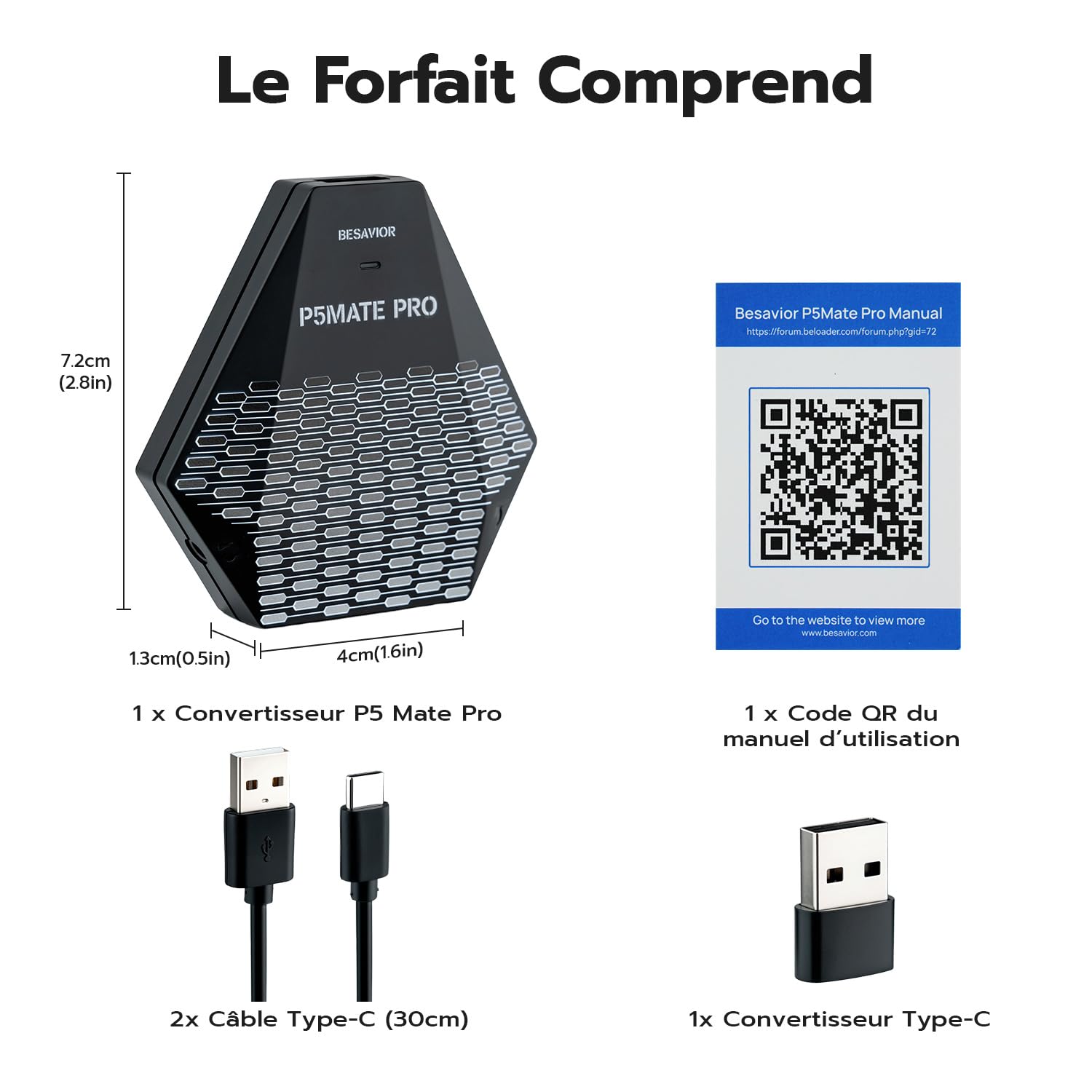 Besavior P5 Mate Pro Adaptateur USB pour PS5 Toutes les Versions, PS5/PRO/Slim Convertisseur de jeu PS5 Accessoire sans fil Supporte une Variété de Périphériques de jeu / Faible Latence /Plug and Play