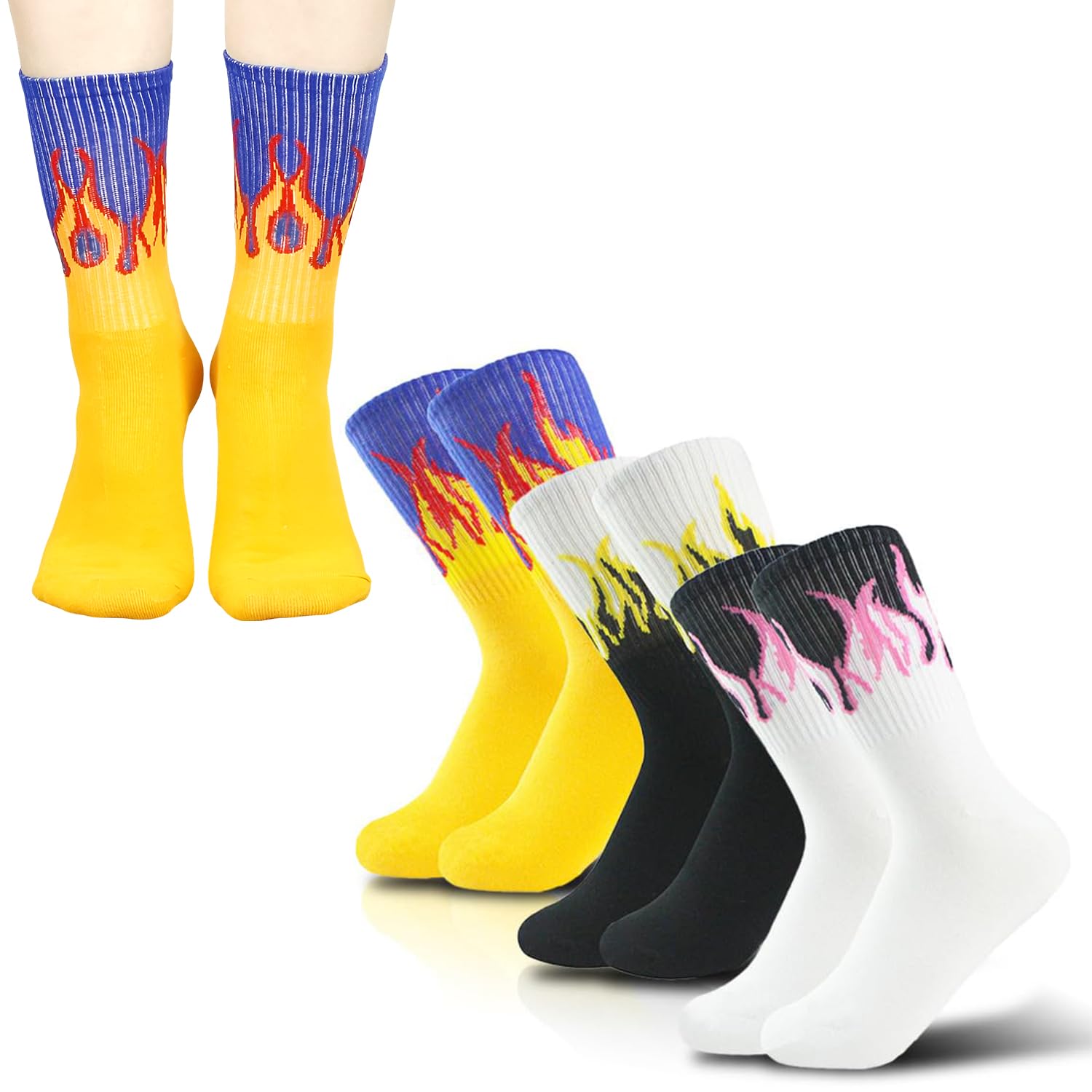 momisy Flame Pattern Cotton Blend Ankle Socks, Pack of 3, Multicolour-picture-14