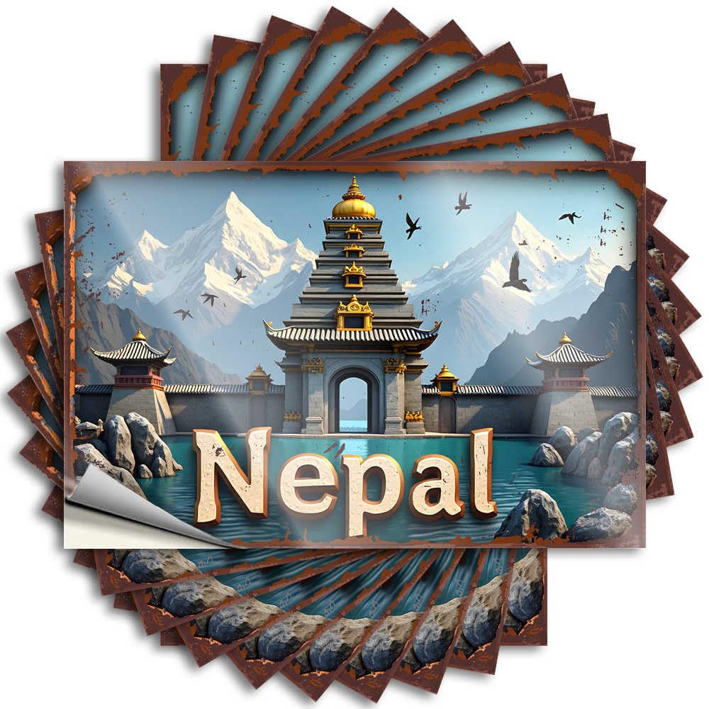 Car Stickers and Decals Golden Pagoda Gates of Nepal: A Majestic Mountain View Stickers 10Pcs Toolbox Stickers and Decals Decal Stickers for Car(6X9CM)