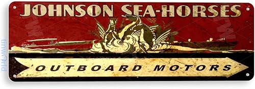 Tinworld Letrero de estaño Johnson Sea Horse Motores fuera de borda Retro Navegación Pesca Marina Tienda Metal Decoración B571