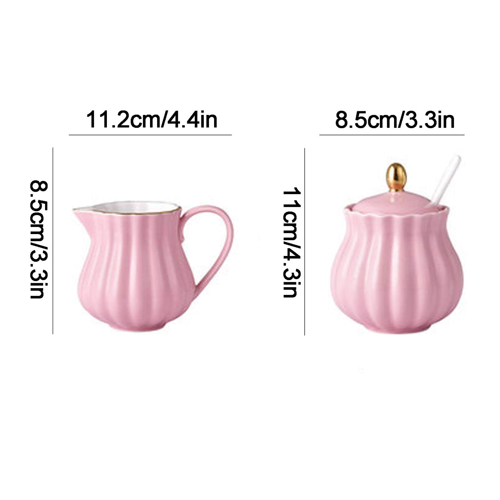 caihuashopping Pot À Lait Couvercelaine Creamer and Sugar Set avec Couvercin à Couvercle Pullskin Forme Café de café Set Set Pichet de Lait 220CC / 7.4oz Convient pour Le café et Le thé Pichet à Lait