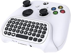 Upgraded Controller Keyboard for Xbox Series X/Series S/One/One S, YUANHOT Mini QWERTY Chatpad Game Keypad with 3.5mm Audio Jack & Built-in Speaker for Messaging and Gaming Live Chat, White