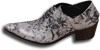 Sapatos de condução masculinos com cadarço e salto alto estampado Oxofrd sapatos sem cadarço para desempenho em couro genuíno (Color : Branco, Size : G-37)
