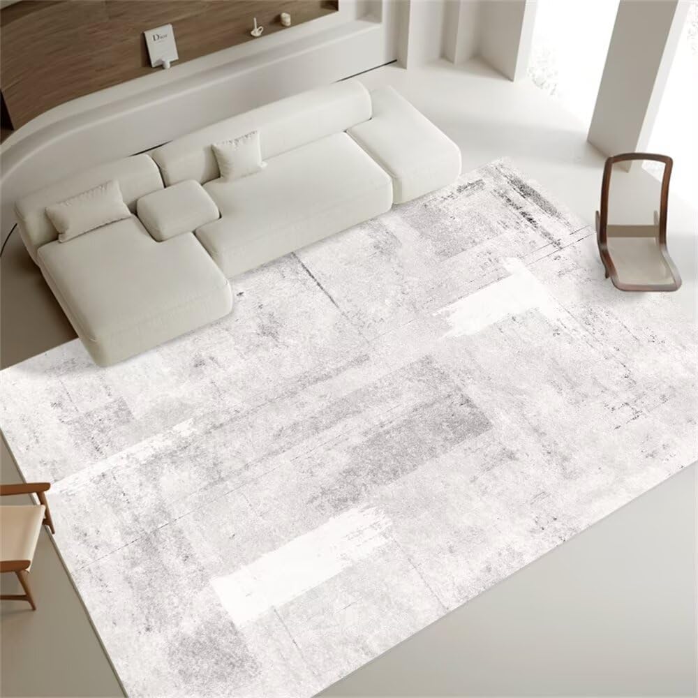 Tapis de salon gris 120x180cm durable au design minimaliste