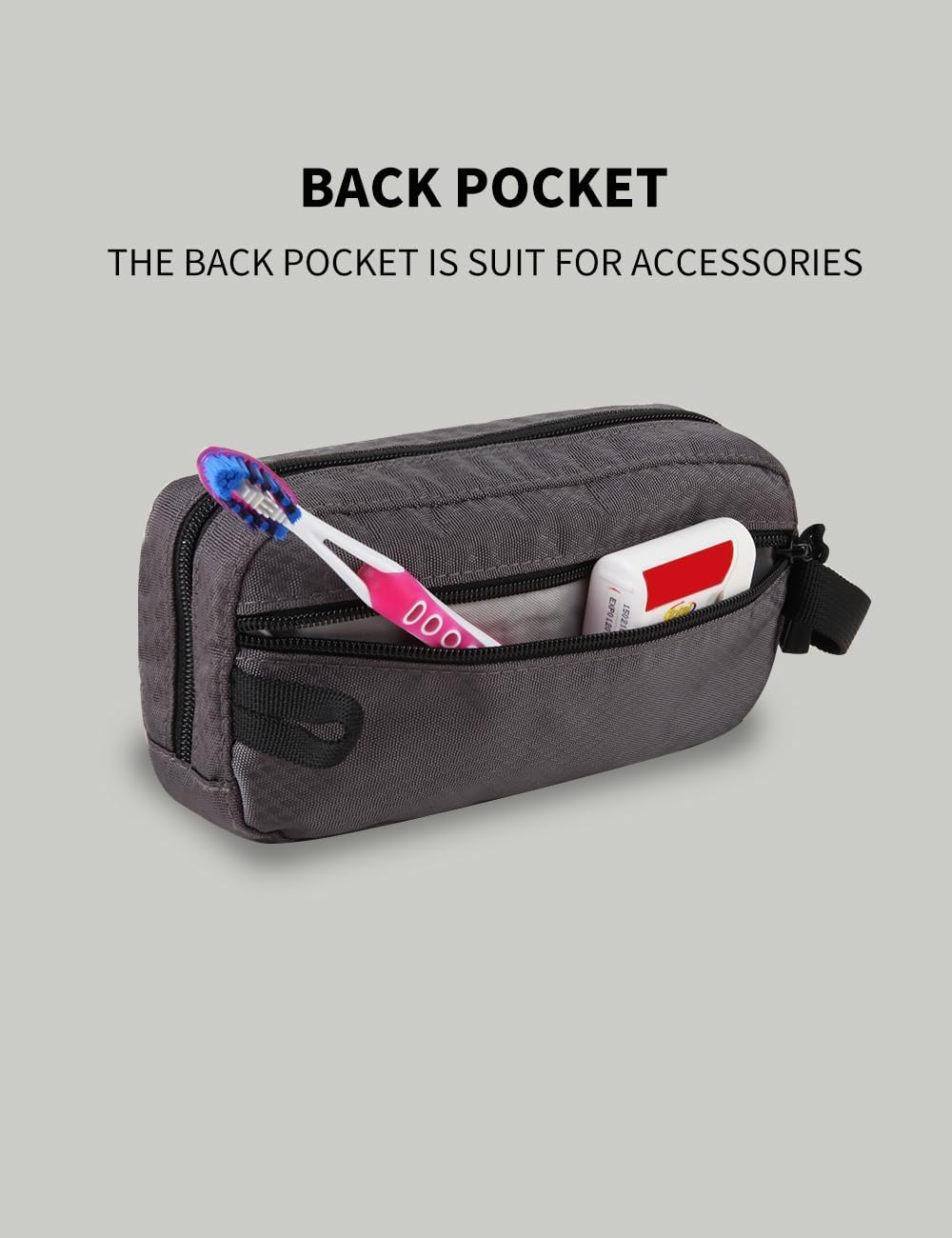 GOX Travel Toiletry Bag for Men Small Toiletry Pouch Orange Dopp Kit Mens Nylon Shave Bag Boys Hanging Toiletry Travel Bag Mini(Grey) - Image 4