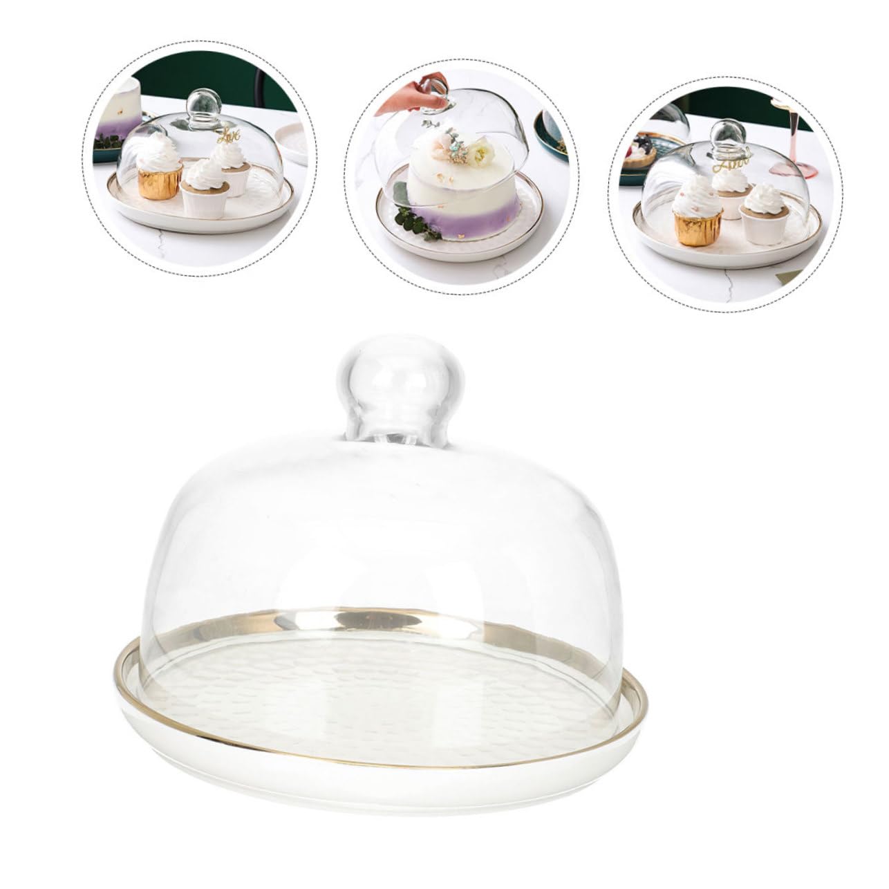 BESTYASH Vassoio per Dolci in Vetro Bianco Elegante, Set, per Esposizione Snack e Cupcakes, per Feste e tè Pomeridiani in Famiglia