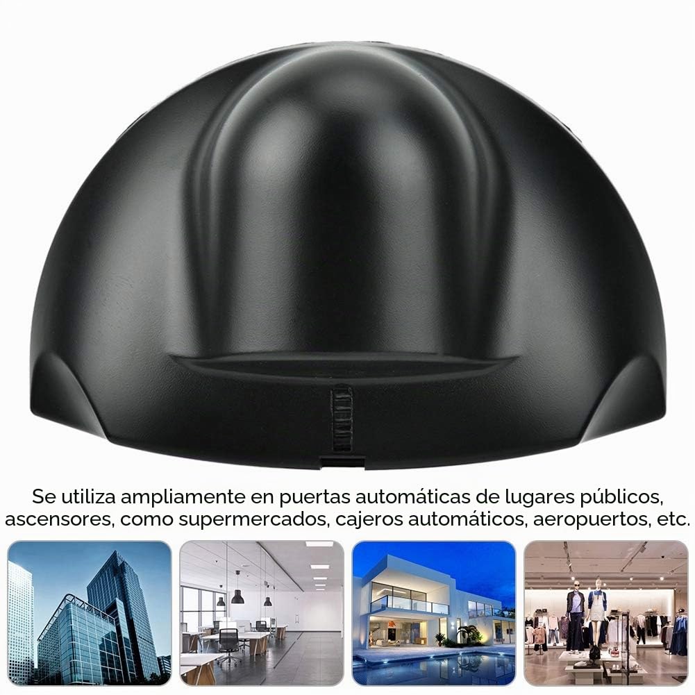 Sensor de microondas para Puerta automática de 12-24 V y 24,125 GHz, Adecuado para Varios Sistemas de Puertas automáticas, detección precisa, Fabricado en Material ABS Negro, Varios Lugares públicos.