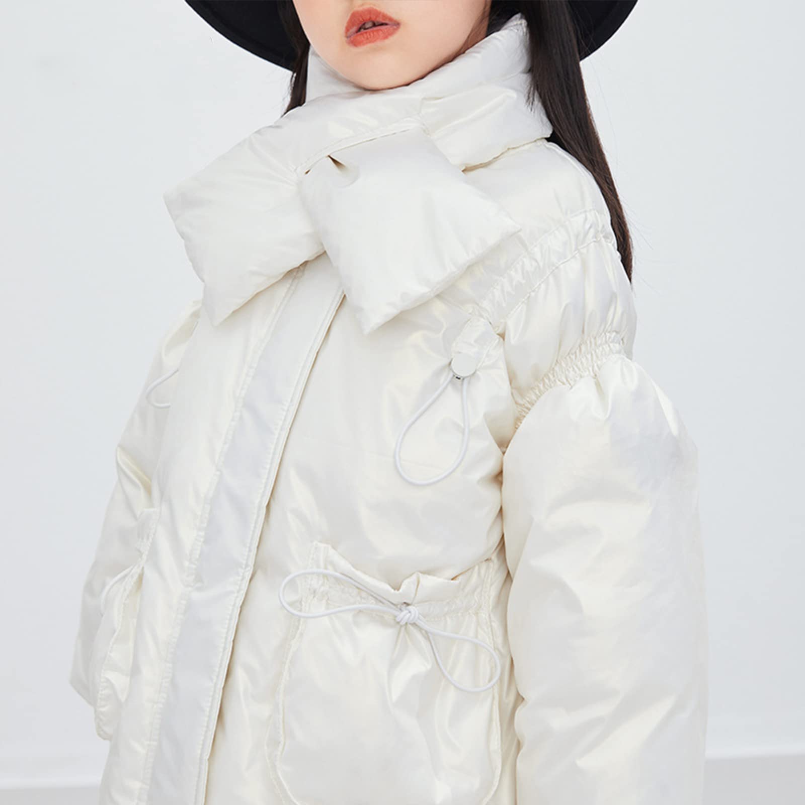 Abbigliamento per Bambini Piumino D'Anatra Bianca per Ragazze Spessa Giacca Invernale Calda Lucida Lunga Giacca Senza Lavaggio Dolce Ed Elegante,White,5T(110CM)
