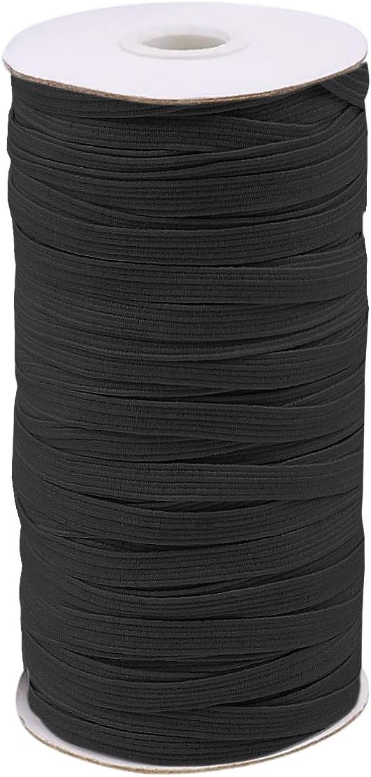 Elastic Cord 5mm 70-Yards Black Elastic Band Flat Elastic Cord Elastic Rope Heavy Stretch Knit Strap Roll Elastic Spool Elastic Bands for Sewing Clothes,Crafts