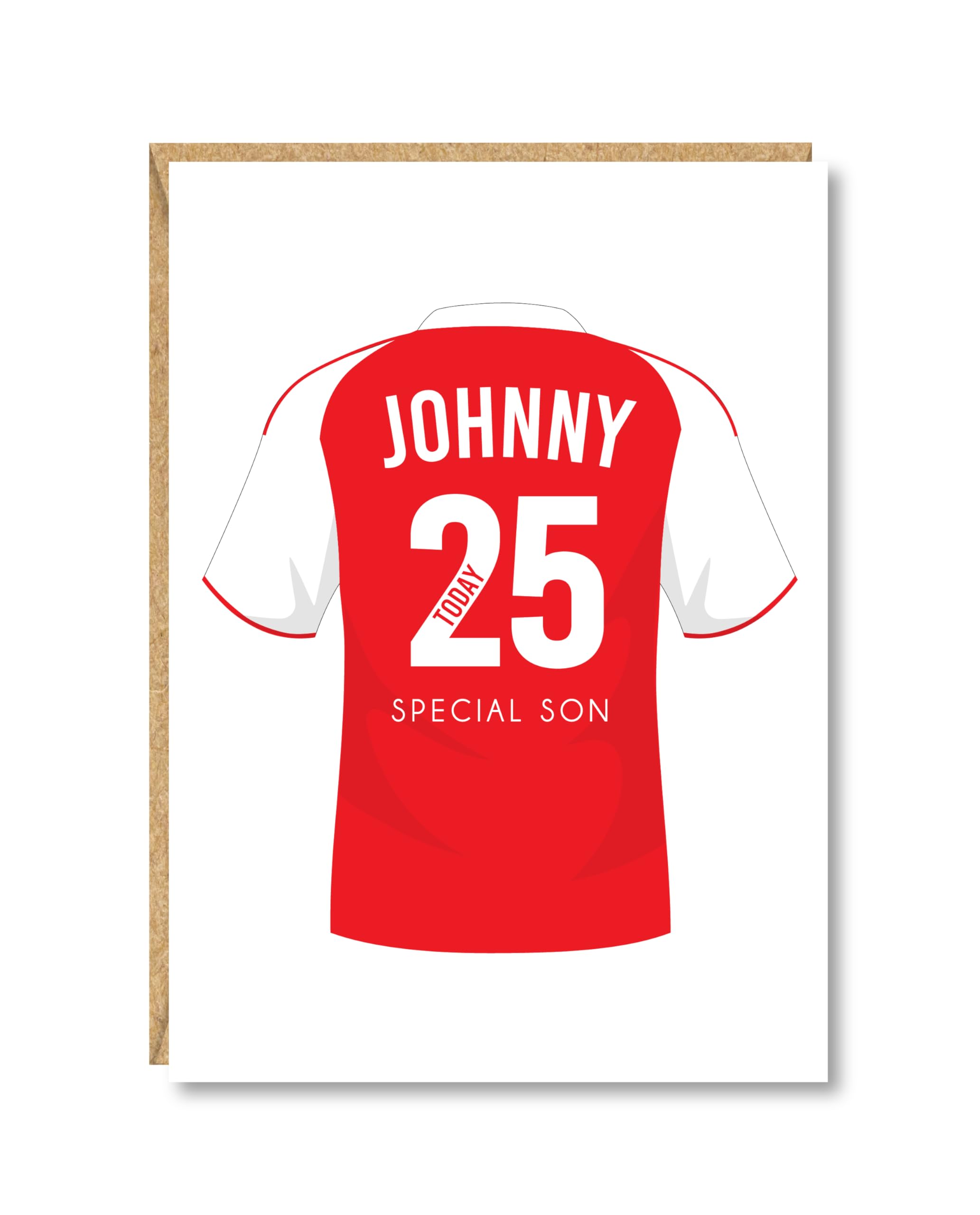 Large A5 Personalised Football Birthday Card, Arsenal Colours, 18th, 21st, 30th, 40th, 50th, 60th, 70th, 80th, Son, Grandson, Nephew, Friend, Dad, Uncle