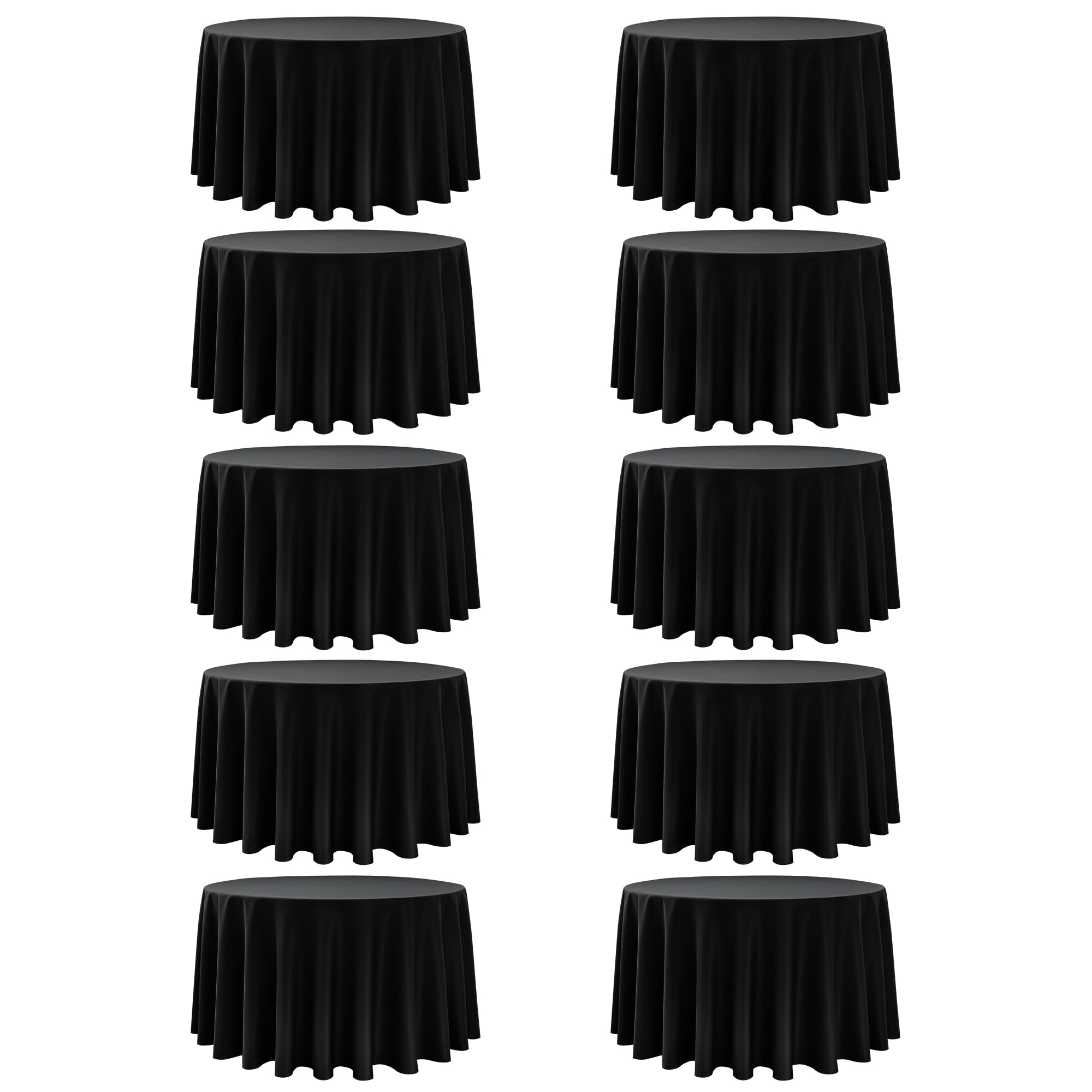 Photo 1 of [SIZE IS UNCERTAIN BUT SAME ITEM] Dailyset 10-Pack Black Round Tablecloths, 108 Inches, Stain-Resistant Polyester for 4-5 Ft Round Tables - Washable Table Covers for Weddings, Banquets, Birthday Parties, Events