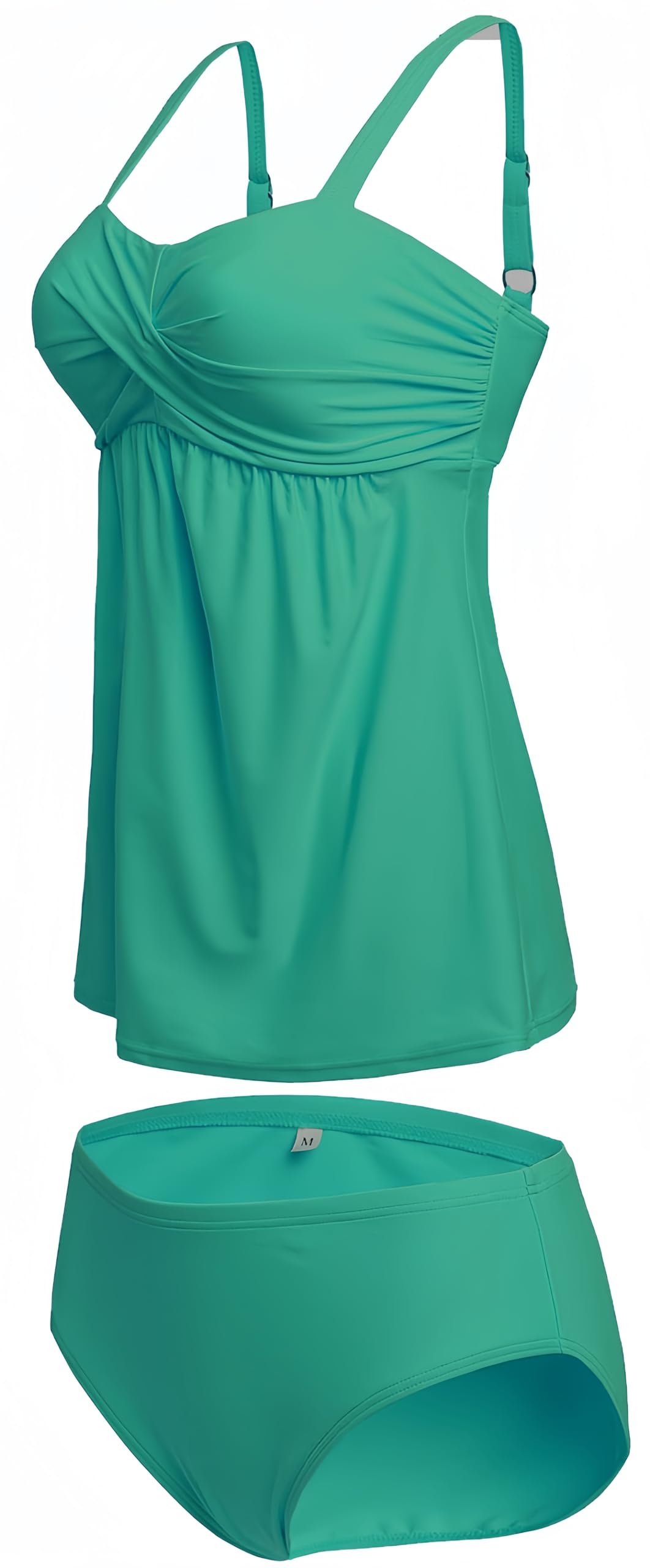 Ocean Plus Femme Débardeur Élégant avec Culotte Tankini Couleurs Solides Rembourré Maillot de Bain Deux Pièces à Bretelles Réglables