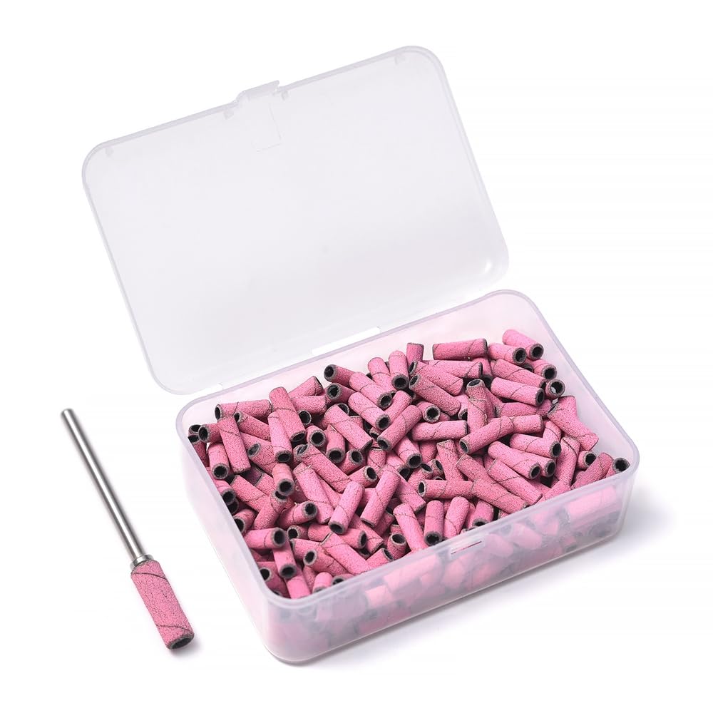300Pcs Mini Sanding Bands for Nail Drill & 1 Mandrel Bits, 240 Grit