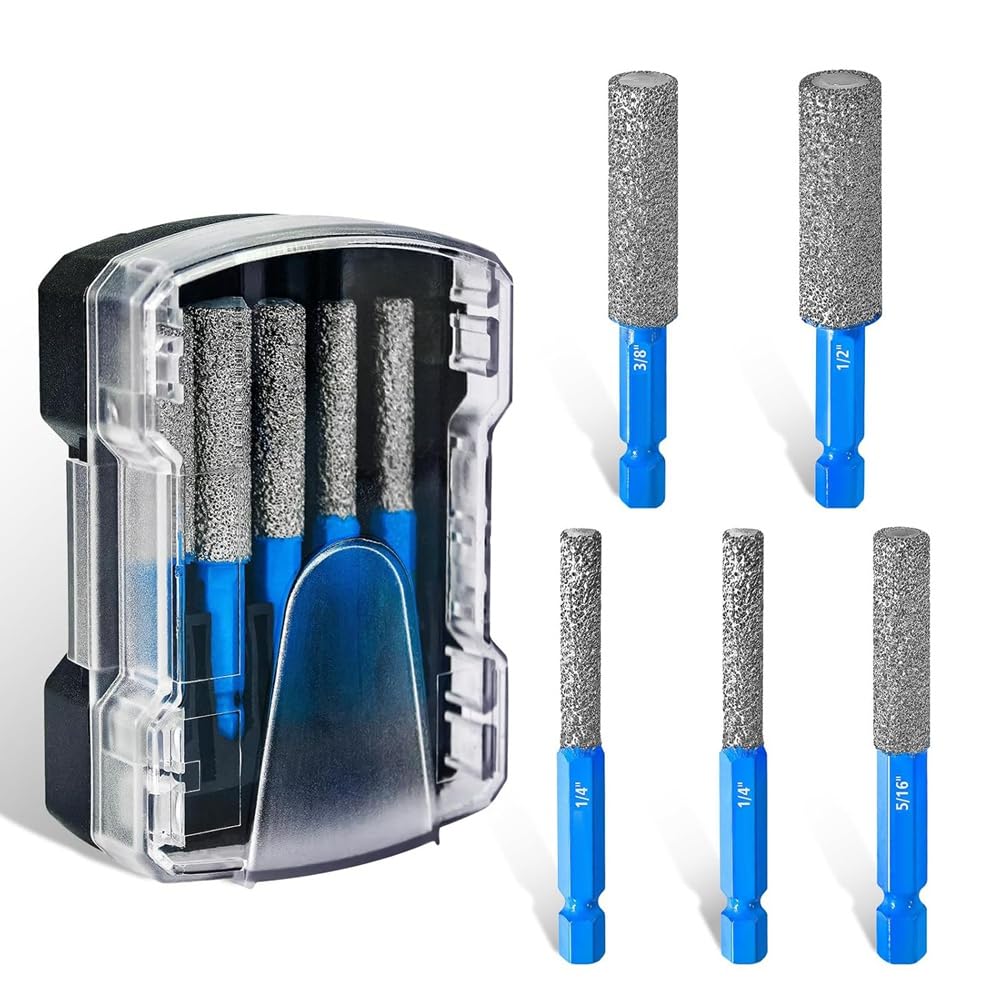 Littimoon Drill Bits Set(5pcs), for Ceramic Glass Porcelain Marble Tiles- Versatile Drilling Tool Kit Included
