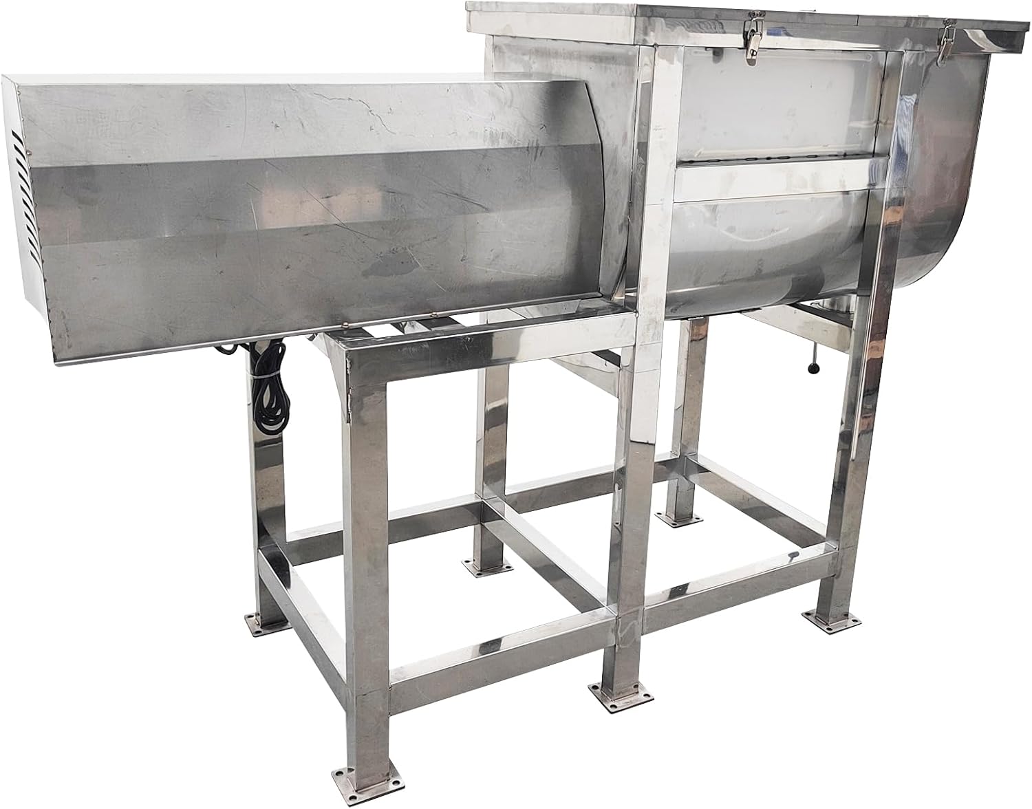 Horizontal Mixer,304 Stainless Steel Dry Wet Industrial Mixer,330Lbs Capacity for Food/Animal Feed/Plastic Pellets,with S-Type Blades,220V 2.2KW Horizontal Mixer,304 Stainless Steel Dry Wet Industrial Mixer,330Lbs Capacity for Food/Animal Feed/Plastic Pellets,with S-Type Blades,220V 2.2KW
