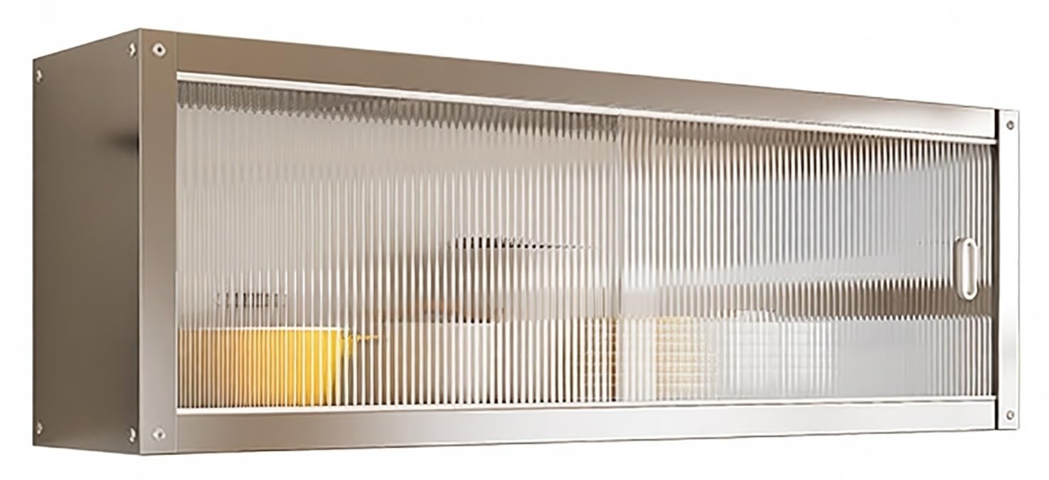 YSPZDQ Kitchen Wall Mounted Cabinet with Sliding Doors, Easy to Clean Stainless Steel Kitchen Cabinet, Wall Unit for Kitchen, Bathroom, Bedroom, Garage, Laundry Room(100 x 30 x 40cm)