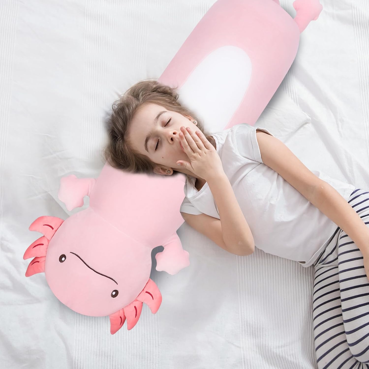 Dalmao 22" Giant Pink Axolotl Stuffed Animal, Cute Soft Long Axolotl Plush Large Body Pillow Big Squishy Plushies Toy, Gift for Kids, Boys, Birthdays