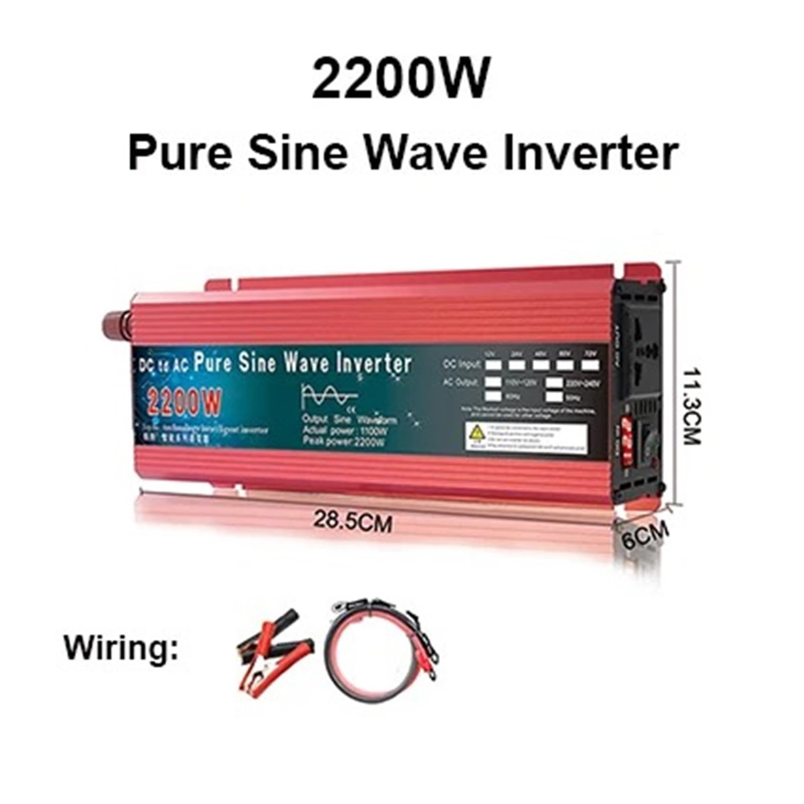 Convertidor Potencia Solar 12 V A 220 V 12 V 24 V 220 V 110 V 1000 W 1600 W 2000 W 3000 W Inversor Onda Sinusoidal Pura LED Portátil(60V,220V-240V 50HZ,2200W)