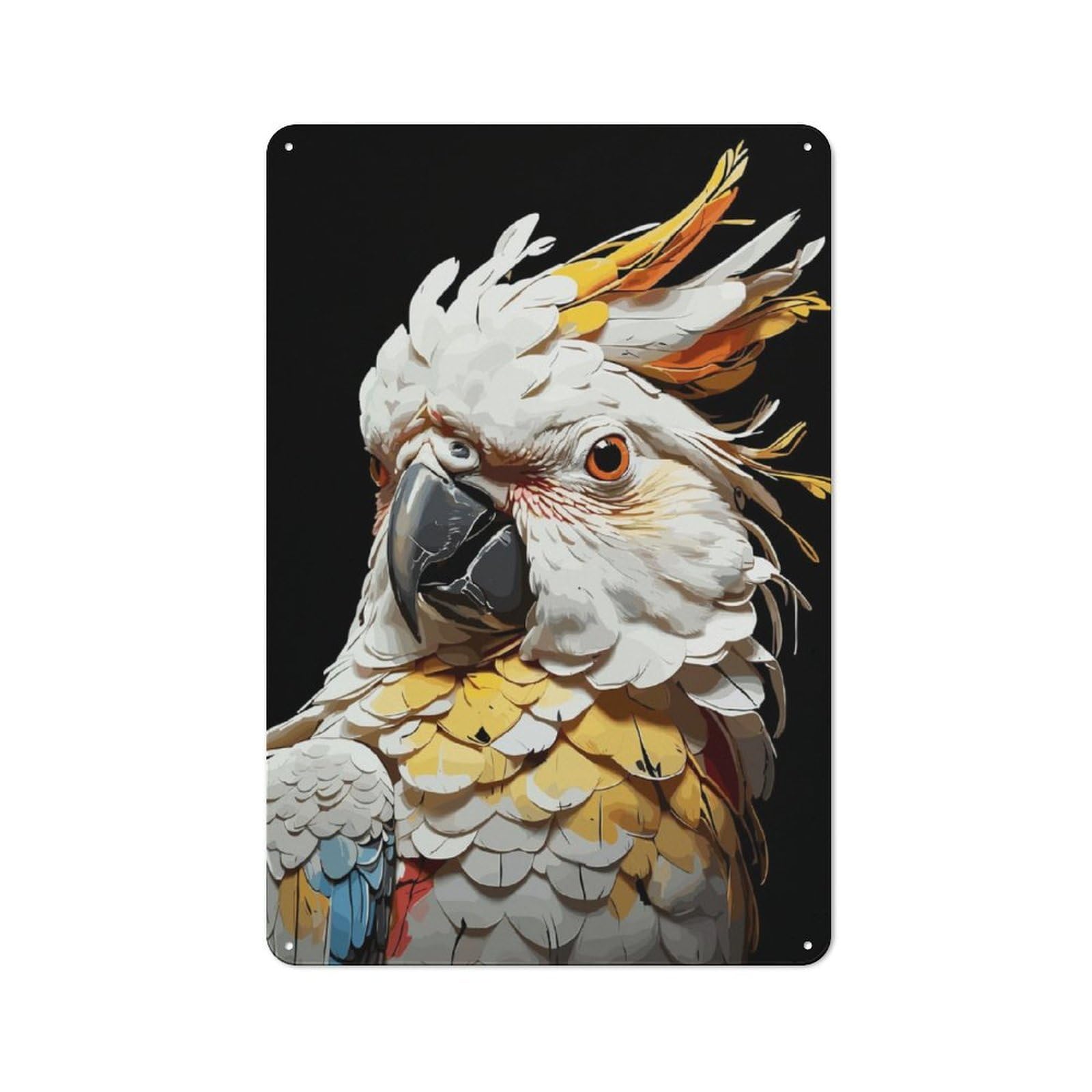 Junmoney Cockatoo Bird Animals Tin Wall Plaque 30X20cm With For Bar Or Restaurant, Autumn Wall Decor For Hospitality Decor Collectors