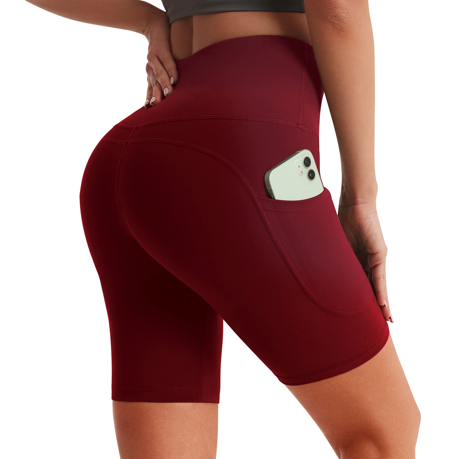 Desol High Waist Biker Shorts with Pockets, 5"/6"/8" Women Yoga Gym Shorts, Tummy Control Tight Shorts for Workout Running