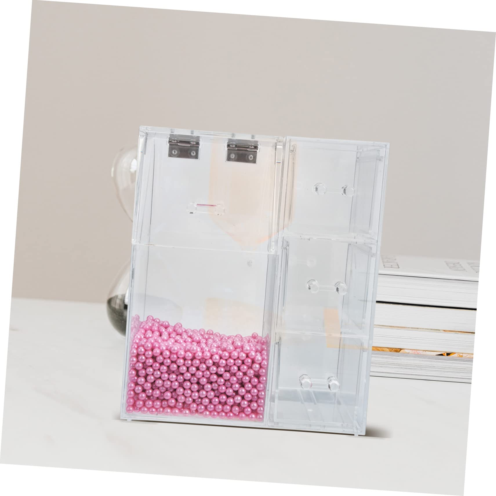 Healeved Porte-pinceaux de Maquillage avec Couvercle Pot à Pinceaux Cosmétiques Support à Cosmétiques Organisateur Outils de Maquillage Transparent pour Coiffeuse