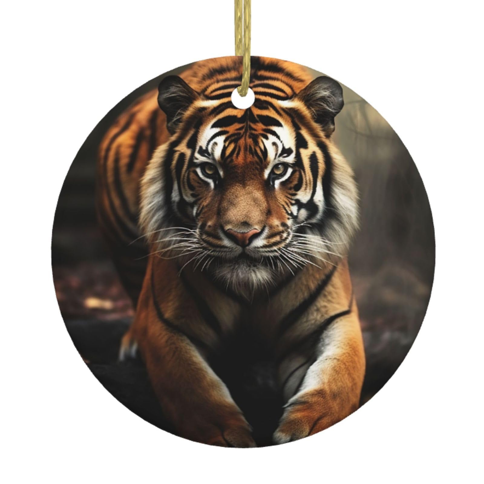 Fodpand Women's White Wild Animals Tiger Christmas Ornaments 2025, Gift Exchange For Men, Collectible Ceramic Ornament Round Hanging Ornaments For Christmas Tree Decoration