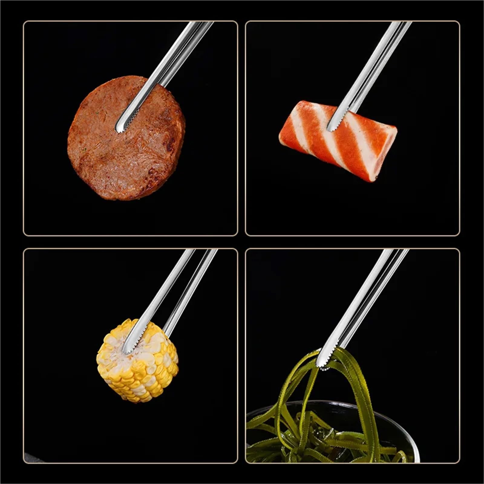 Pinzas Cocina Pinzas for barbacoa (2 unidades), antideslizantes, de acero inoxidable, portátiles, for picnic, ensalada, filetes, utensilios cocina(2Pcs M)