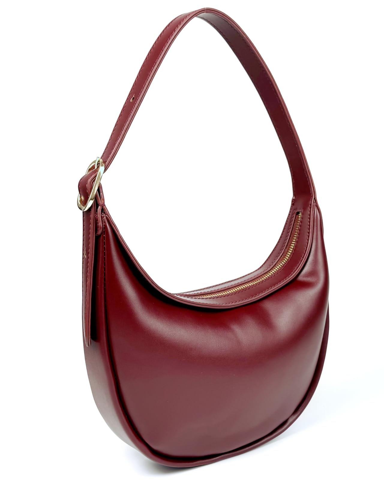 Crescent Shoulder Bag for Women PU Leather Small Crossbody Purse Adjustable Strap Half Moon Underarm Bag
