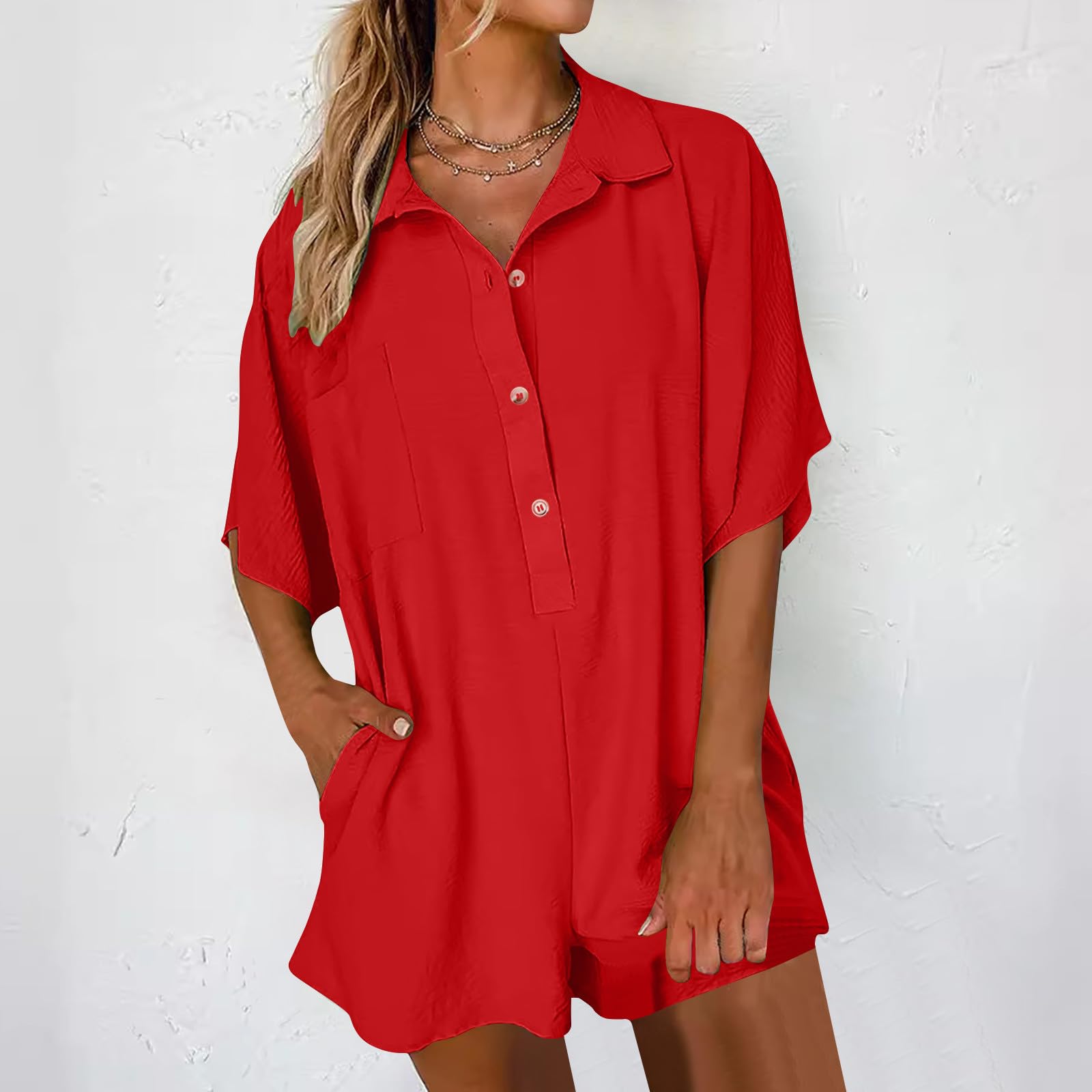 Tendance 2025 Combishort Femme Chic et Élégant Mode Salopettes Femmes Shorts Combinaisons Salopette Court Soldes d'été Combi-Short Casuel Romper Jumpsuit Salopettes Pantalons de Plage Playsuits
