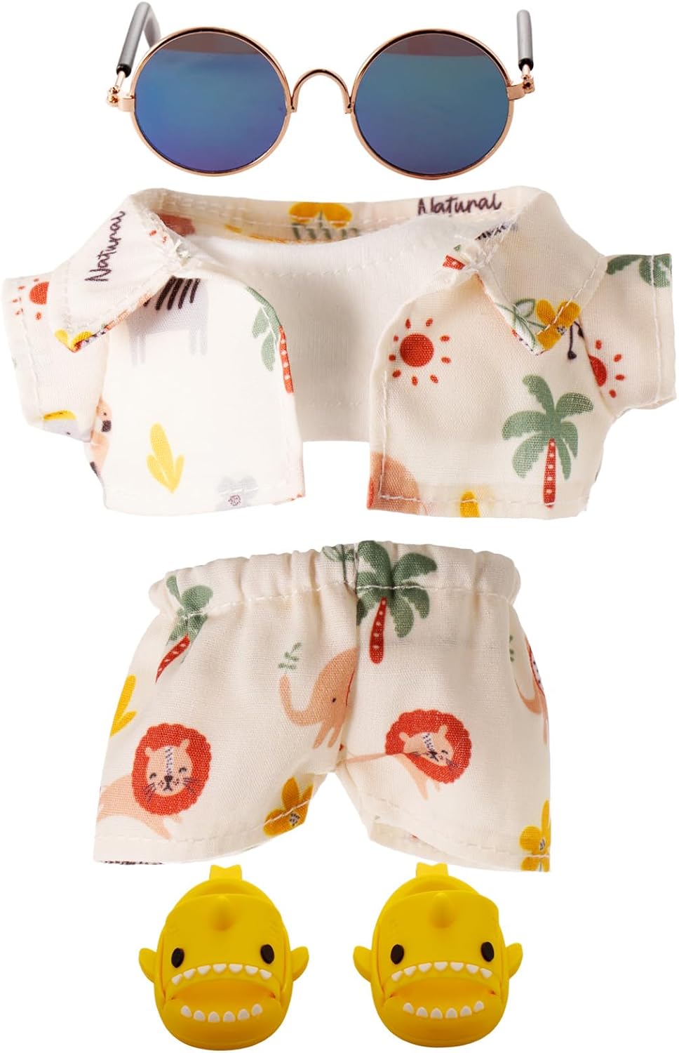 Product image of Vacation Style Clothes for 17cm Doll, Accessories for 17cm Dolls, Clothes Set for Dolls, Fashion Casual Stylish 5 PCS Set Glasses Shoes Clothes Set for Doll Accessories (No Doll) (Apricot)