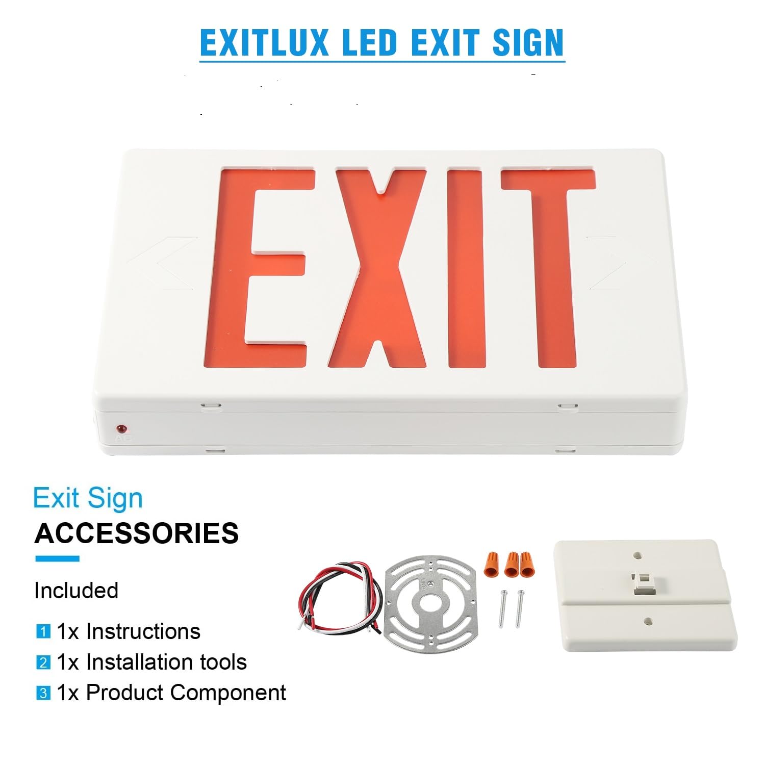 EXITLUX 1 Pack LED Exit Sign, Emergency Exit Light with