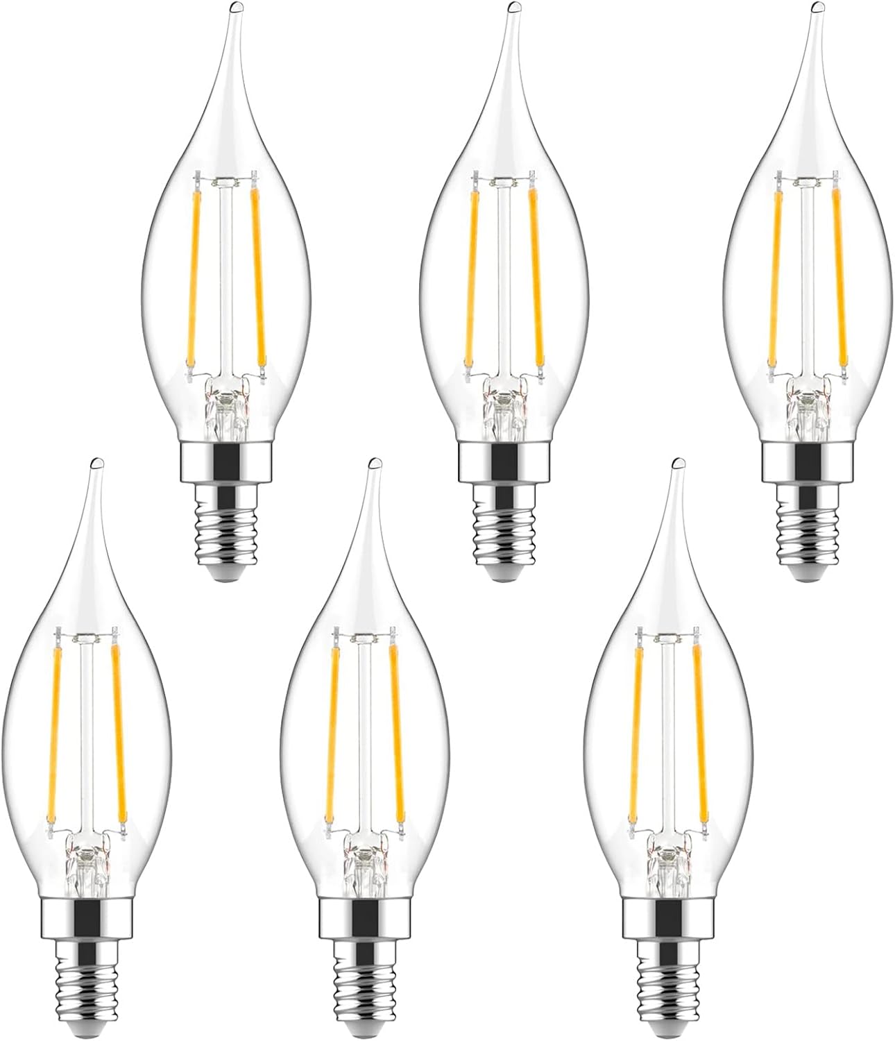 Sigalux E12 Candelabra Bulb 40 Watt Equivalent, Dimmable E12 LED Bulbs 5000K Daylight White, CA10 Candle Light Bulbs for Chandelier, Ceiling Fan, 3W 300LM, 12 Pack