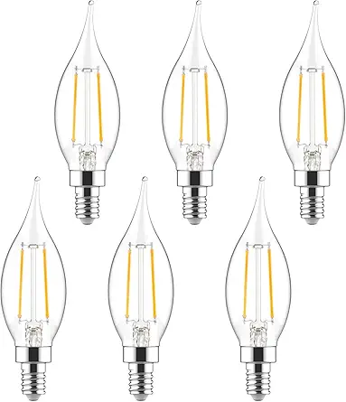 Sigalux E12 Candelabra Bulb 40 Watt Equivalent, Dimmable LED Chandelier Light Bulbs 5000K Daylight White, CA10 Candle Shape E12 LED Bulb for Ceiling Fan,300LM, 6 Pack