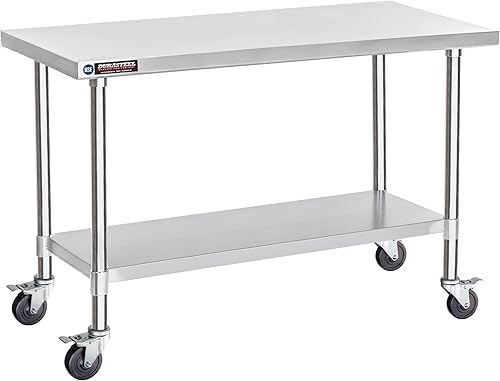 Miniatura 51 de DuraSteel 24x12 Pequeña Mesa de Acero Inoxidable - NSF Metal Angosta Comercial para Preparación de Alimentos, Mesa de Trabajo Lateral con Estante
