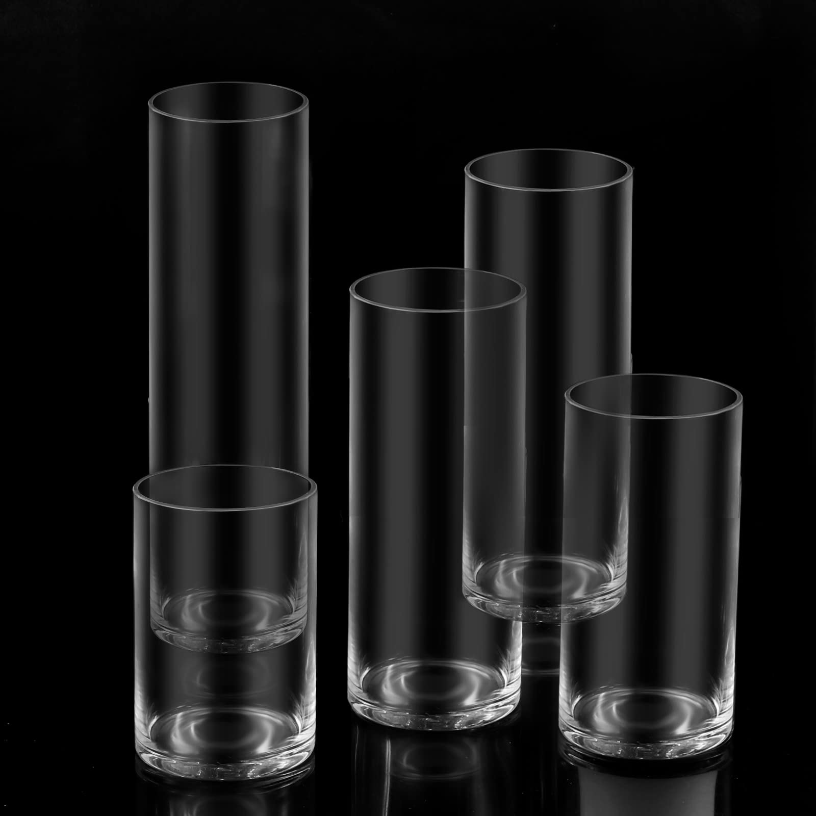 1 Pack Clear Glass Cylinder Vases, Table Flowers Vase Candle Holder for Home,Garden, Wedding Centerpiece Decorations and Formal Dinners (Width 4", Height 12")