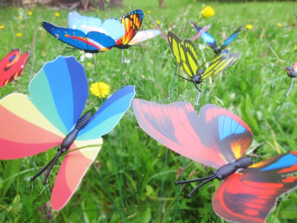 10 farfalle decorative per giardino, balcone, colori misti, 7 cm x 5 cm