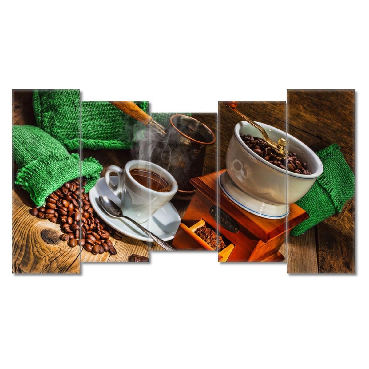 Pittura stampata su tela Wall Art Decor 150x80cm Tazza da tè e sacchetti verdi No. H811M_PC5CB