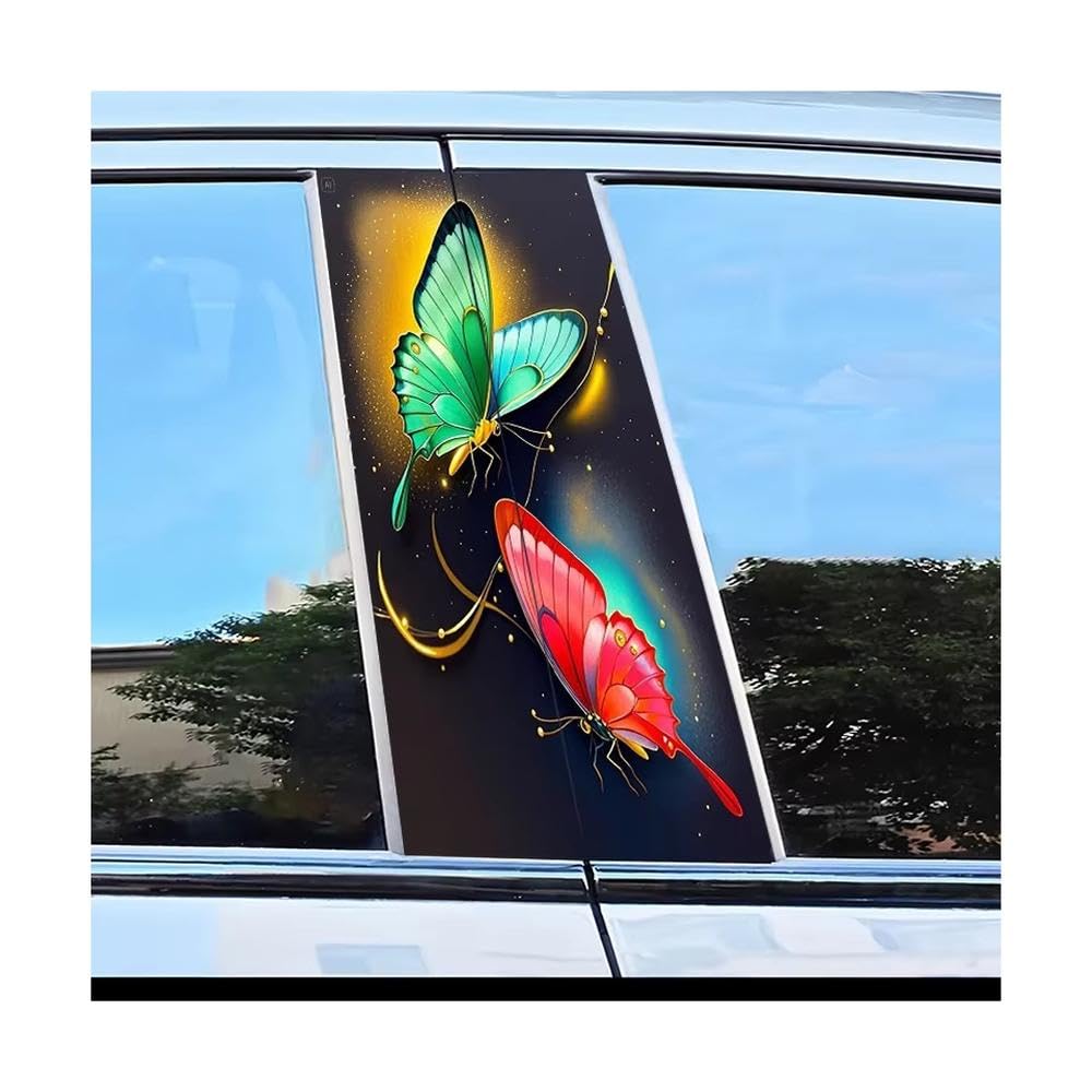 Bertdcx One Color Car Pillar Decals Waterproof Stickers Butterfly Scratch Protection Auto Parts
