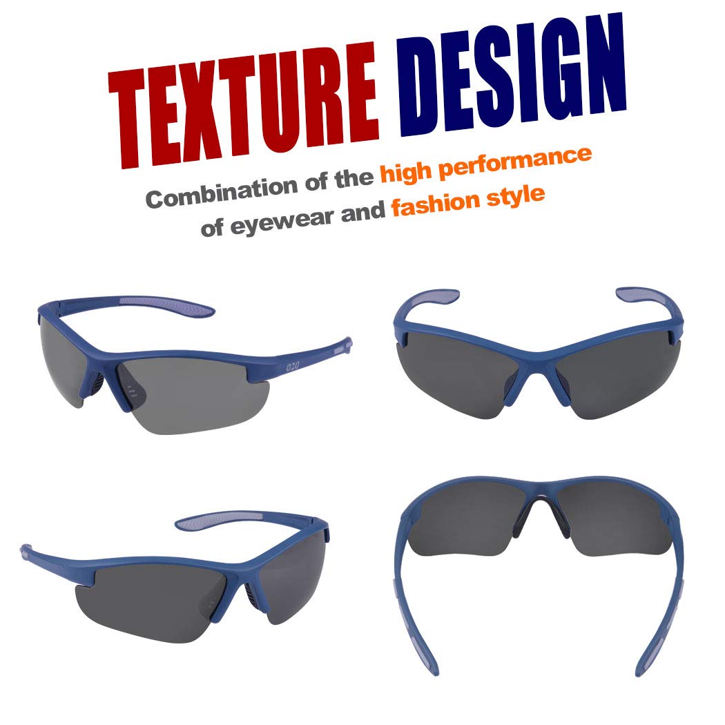 O2O Gafas de sol deportivas polarizadas para hombre y mujer, adolescentes, ciclismo, golf, béisbol, ciclismo, pesca, correr, unisex, adulto, azul, mediano