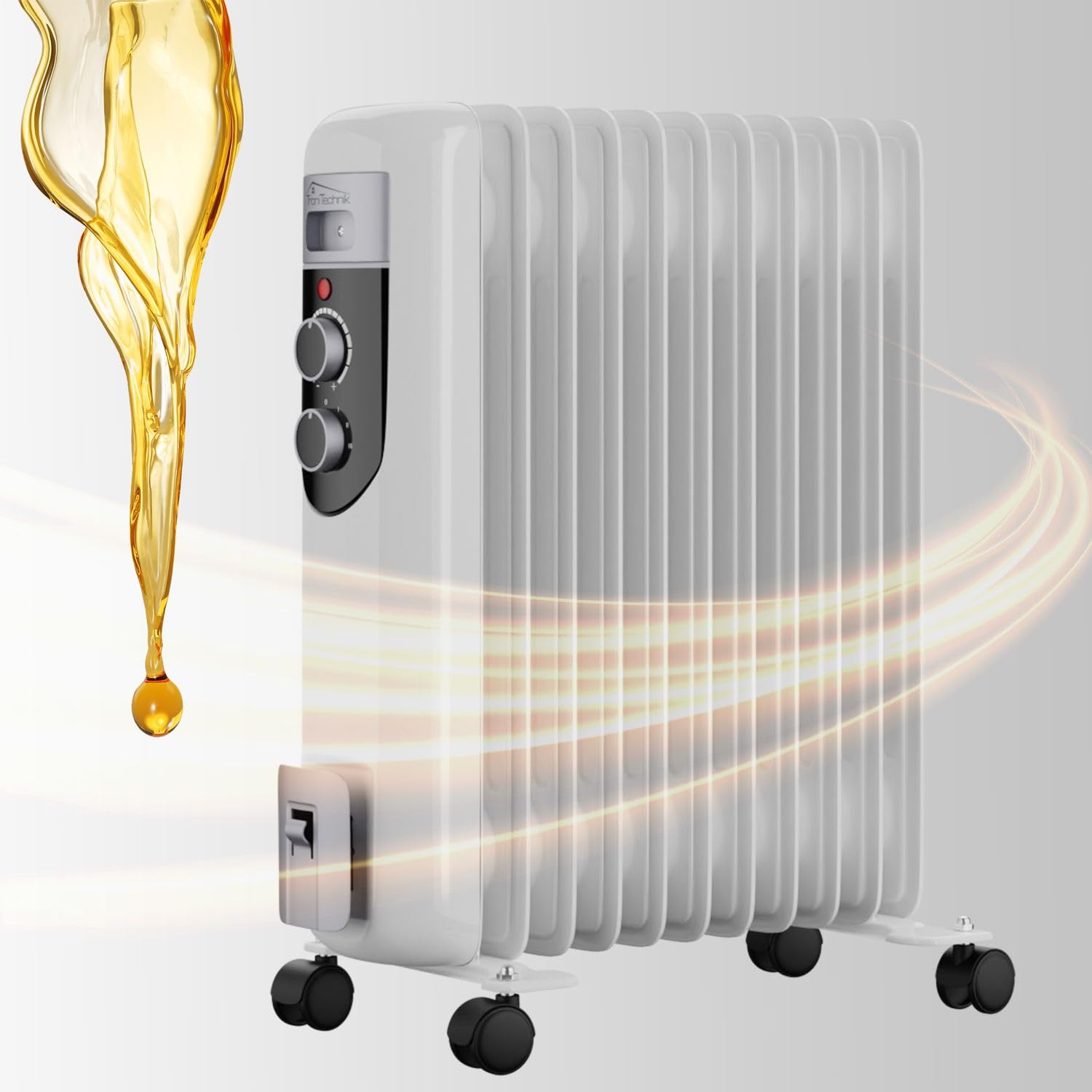 Tronitechnik® Elektroheizung Ölradiator Öl-Heizung Radiator 3 Heizstufen 11 Rippen Elektrischer Heizkörper Energiesparend Thermostat Überhitzungsschutz Heizgerät