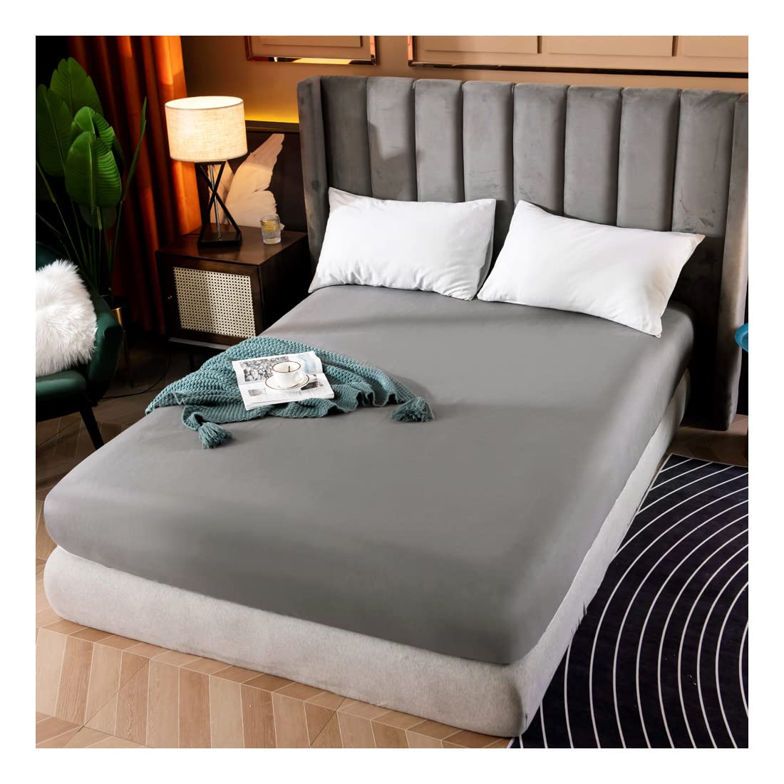 Fitted Bed Sheet Only 1000TC, Microfiber Percale Premium Quality Mattress Cover Protector, Wrinkle & Stain Resistant Bedding, Luxury, Breathable Fabric, Soft Like Silk Satin (Grey, Single)
