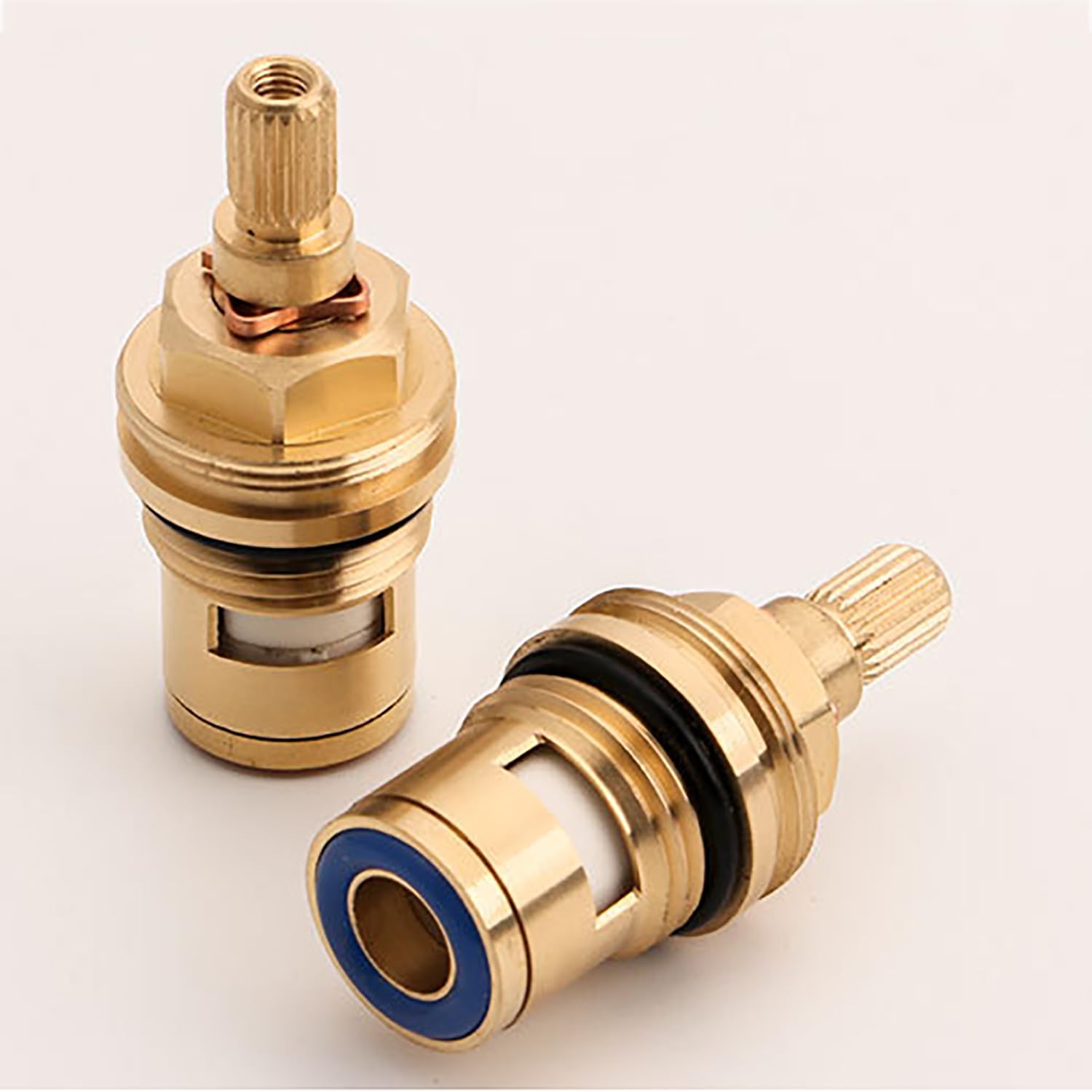 Cartuccia Ricambio In Ottone Per Rubinetto A Disco In Ceramica – 1/2 G, 20 Denti, Maniglia Blu, Quarto Di Giro