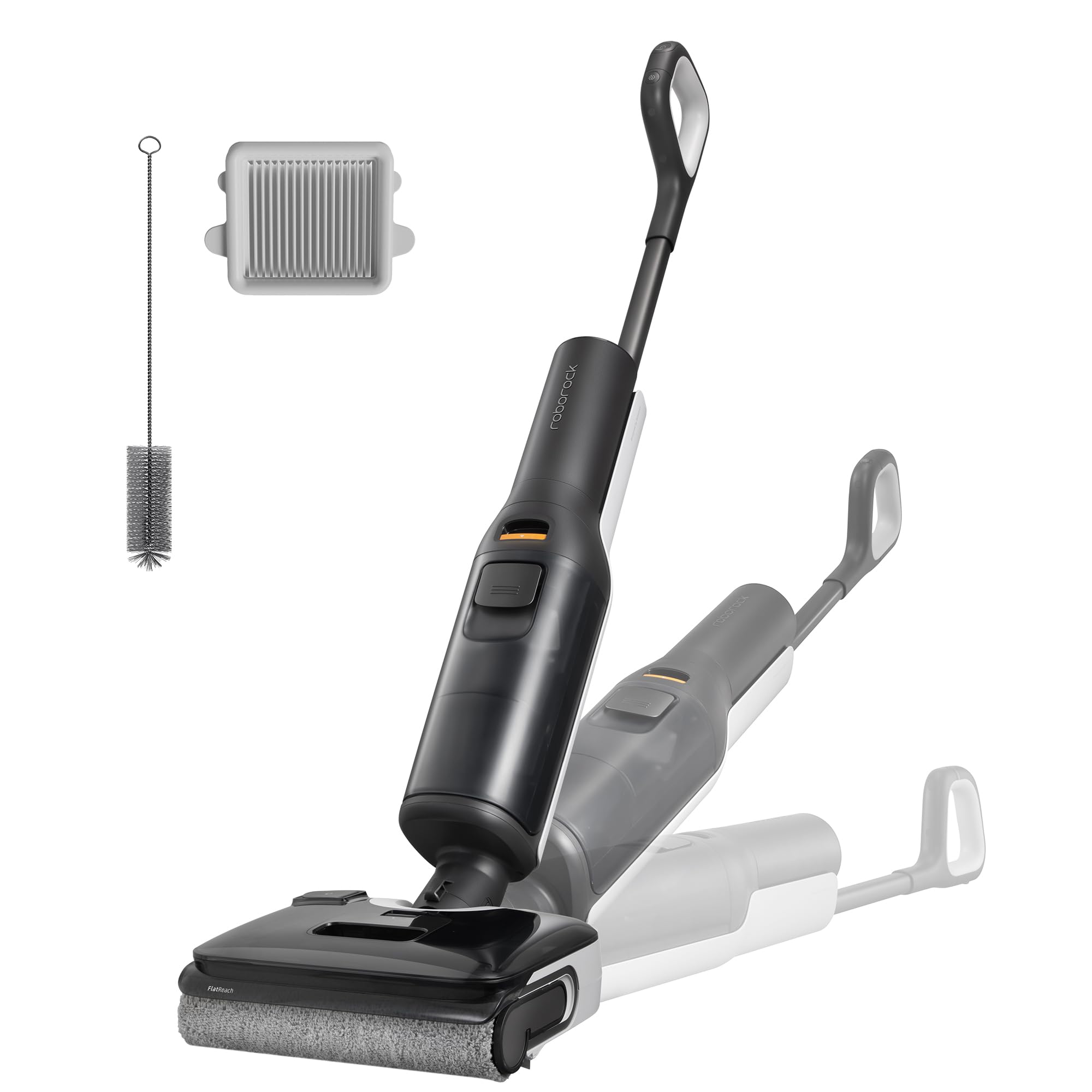 roborock F25 aspirapolvere a batteria a secco senza fili con 20.000 Pa potenza di aspirazione, asciugatura ad aria calda a 90 °C e pulizia automatica dell'acqua calda, abbassabile piatto per pavimenti