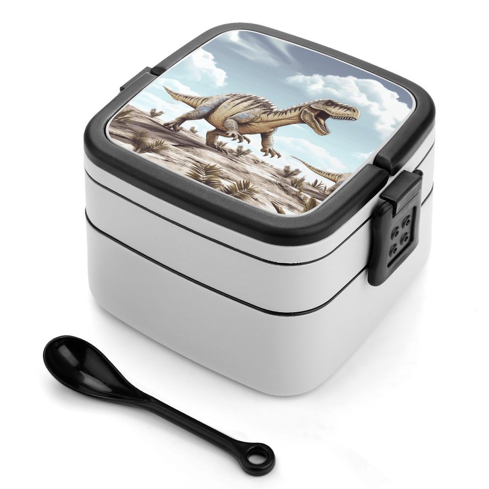 Dinosaur Walking Dinosaur Walking Bento Box Portable Adult Lunch Box with 2 Layer&Spoon Reusable Insulated Lunchbox Large Food Containers Leak Proof Lunch Containers for Work Camping Meal Prep