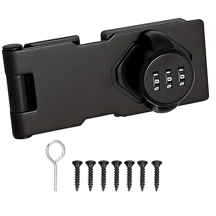 Household Cabinet Password Locks, Cabinet Door Combination Hasp Lock, Zinc Alloy Cabinet Door Latch for Kitchen Drawers, Cabinets, Cupboard,Office File Cabinet(Black)