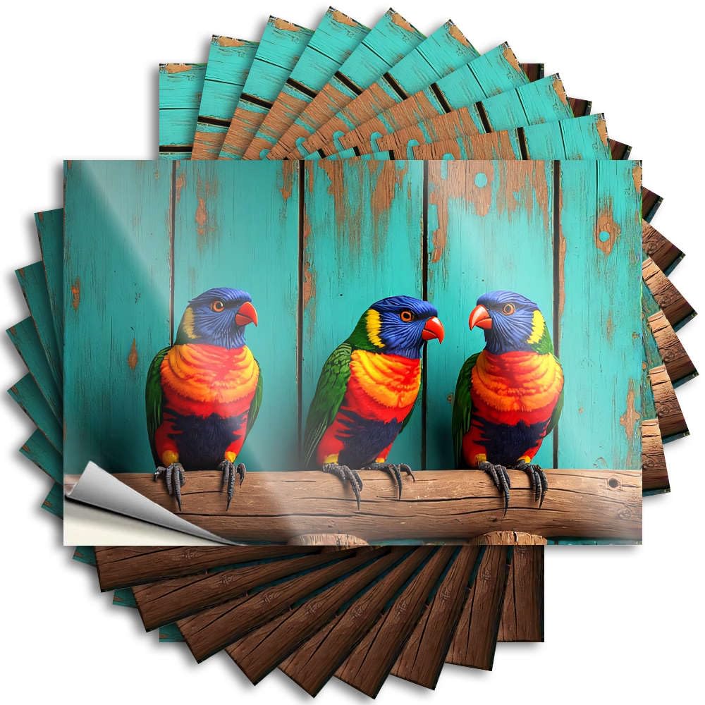 Bumper Back Porch Decor Custom Stickers, Tumbler Waterproof Three Colorful Parrots Perched On A Wooden Branch. for Hydro Flask | Affirmation Vinyl Decals for Antimicrobial Holiday(12X18CM)