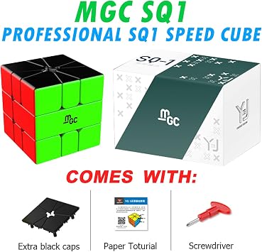 CuberShop MGC SQ1 Magnetic Square One Stickerless Speed Cube, YJ Shaped Professional SQ-1 Magic Puzzle, MGC Series Alien Brain Teaser Toy, YJ Cube MGCSQ1, (2.2x2.13x2.13 inches)