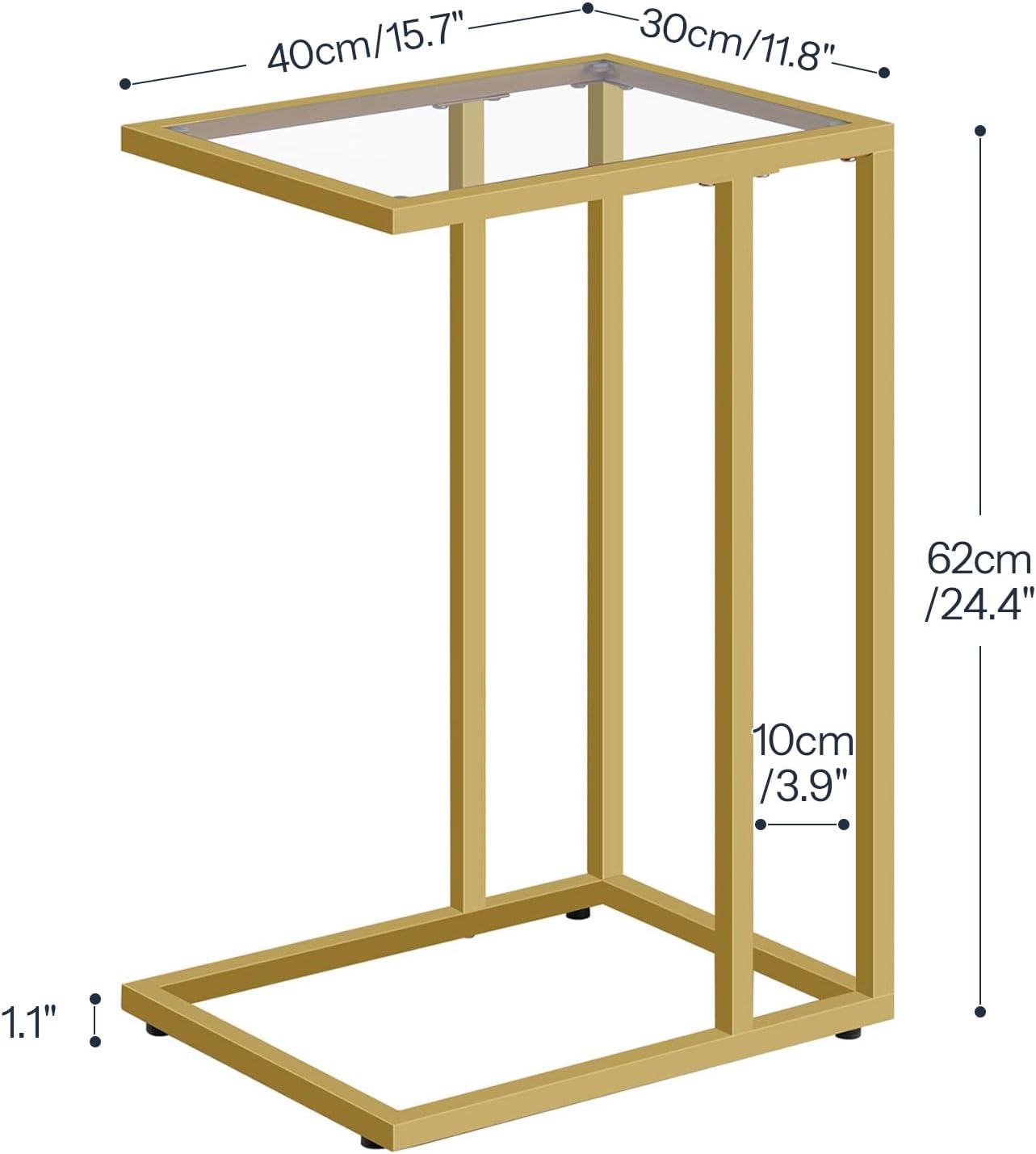 HOOBRO Gold C Shaped End Table, Set of 2, Side Table for Sofa, Couch Table for Small Space with Tempered Glass, Metal Frame, Modern Style, Gold GD03SFP201
