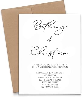 Custom Classic Wedding Invitation, Modern Marriage Invites, Personalized...
