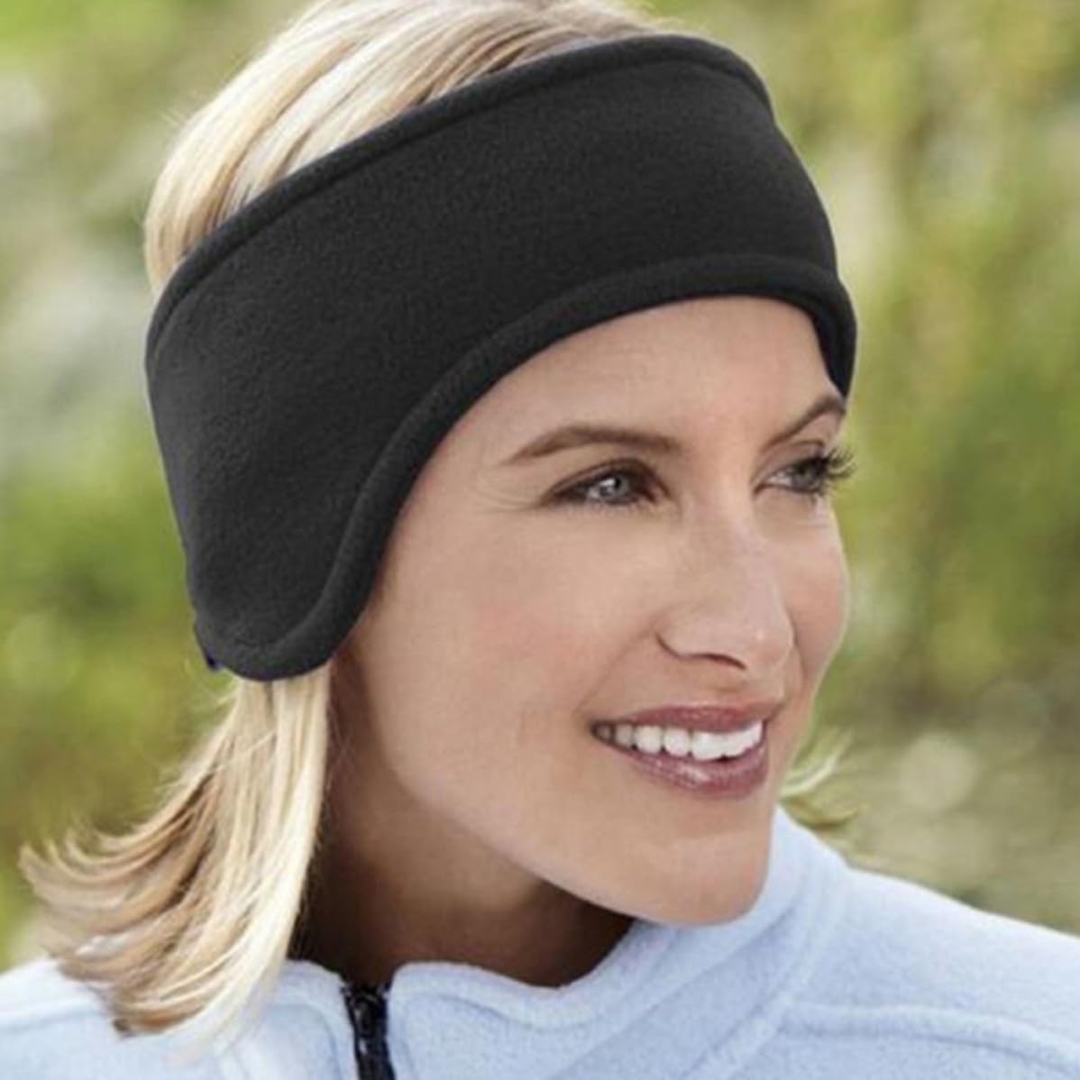 2pcs Unisex Winter Ear Warmers Headbands Lightweight Stretchy Polyester Ear Muff Hairbands for Outdoor Sledding and Indoor Use Black